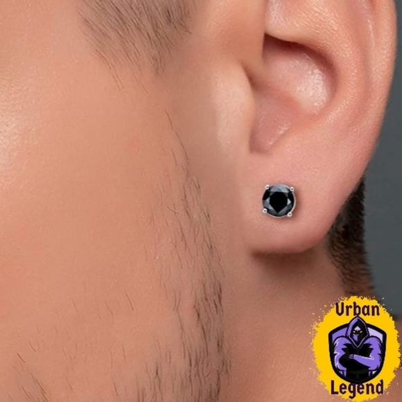 2 CTW Moissanite Black Moissanite Stud Earrings - Picture 6 of 16